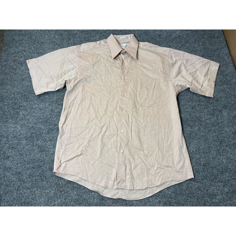 Vintage ENRO Shirt Mens XL Peach Short Sleeve Solid Button-Up Taiwan Casual